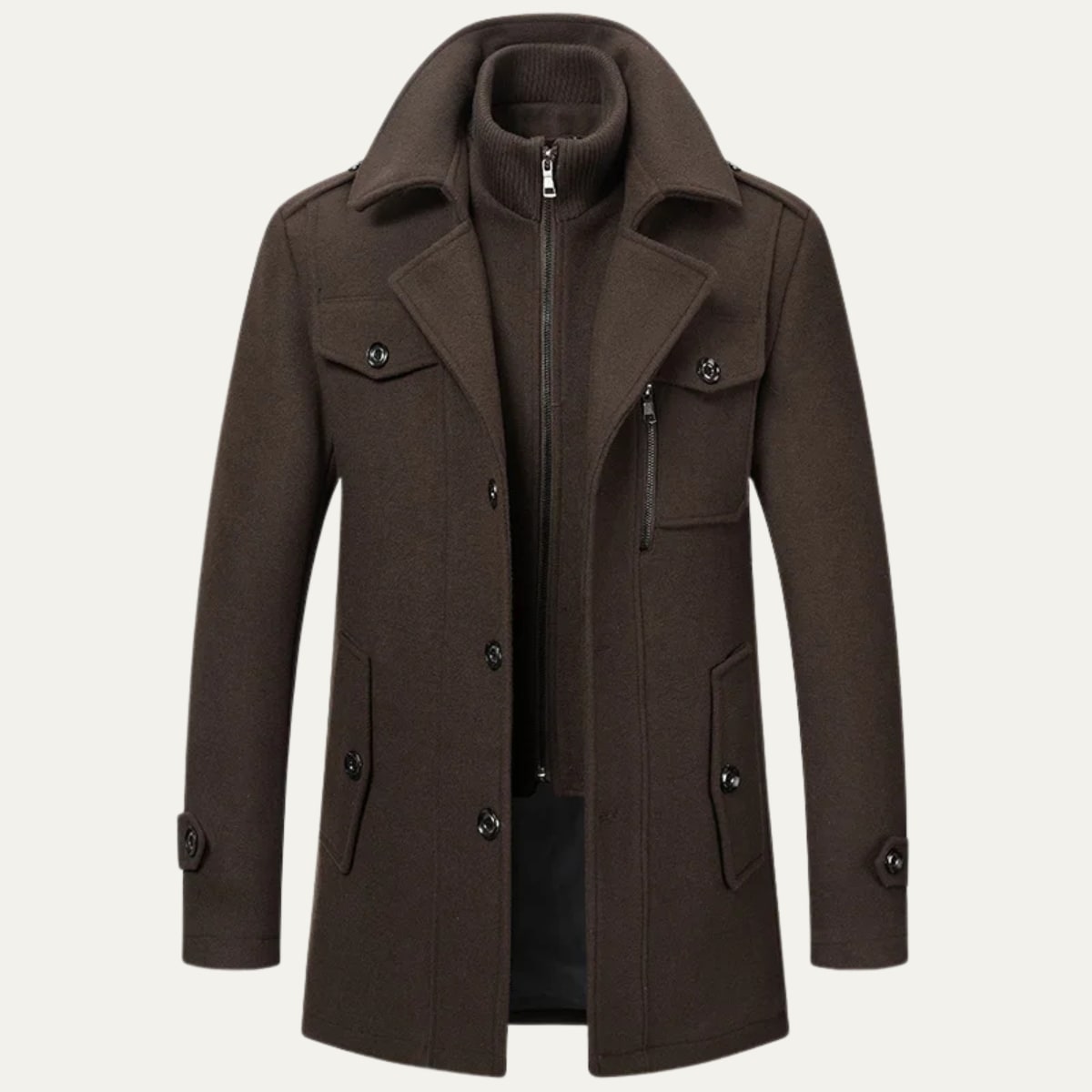 Herren Winterjacke im Trenchcoat Stil in Braun