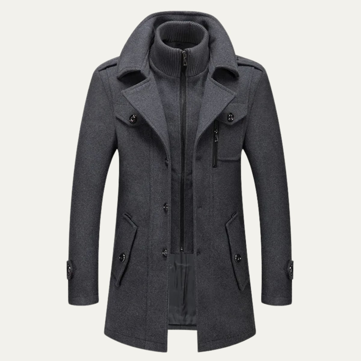 Herren Winterjacke im Trenchcoat Stil in Grau