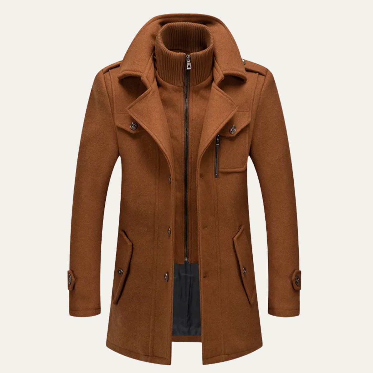 Herren Winterjacke im Trenchcoat Stil in Camel