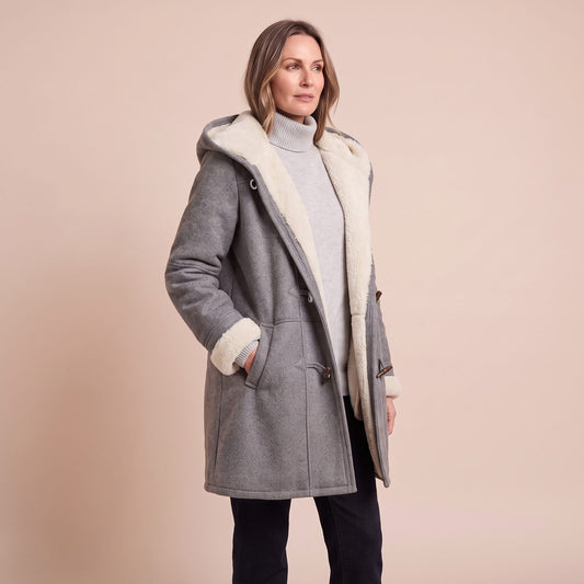 Dufflecoat Damen mit Kapuze und Knebelknöpfen, klassisch 1