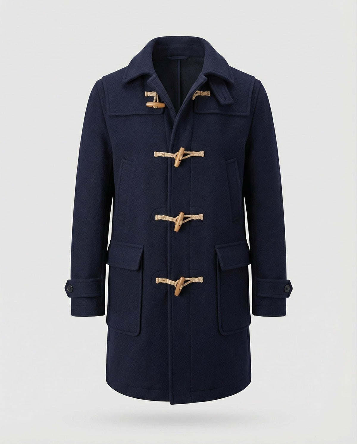 Dufflecoat Herren aus Wolle mit Kapuze und Holzknebeln 5