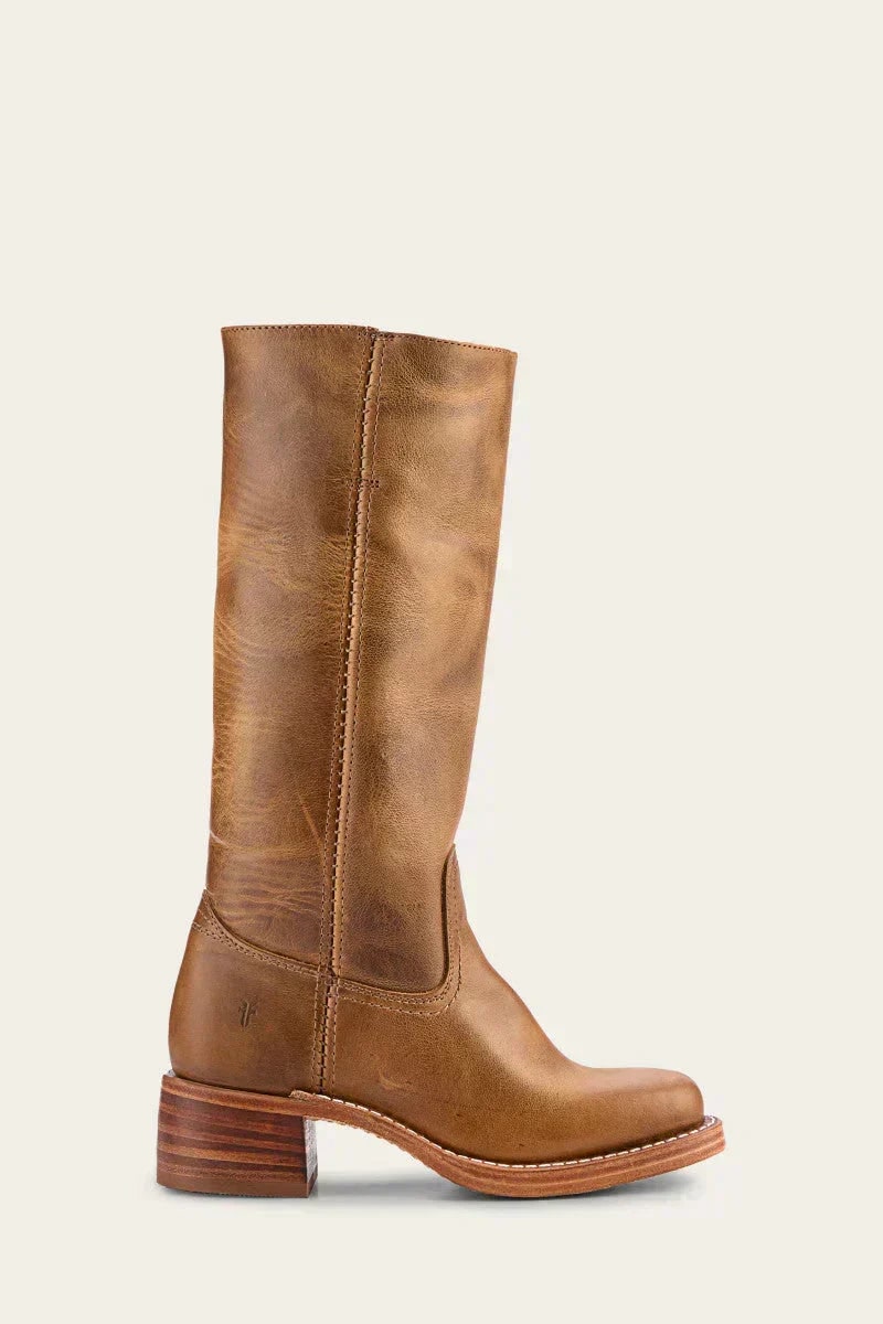 Kniehohe Stiefel aus Leder, Winterstiefel mit Blockabsatz 5
