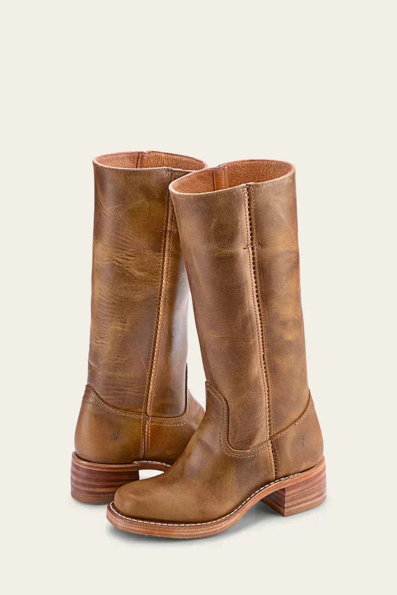 Kniehohe Stiefel aus Leder, Winterstiefel mit Blockabsatz 4