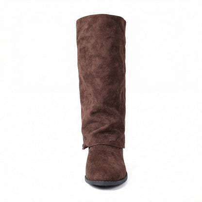 Kniehohe Stiefel aus Veloursleder, weiche Winterstiefel 3