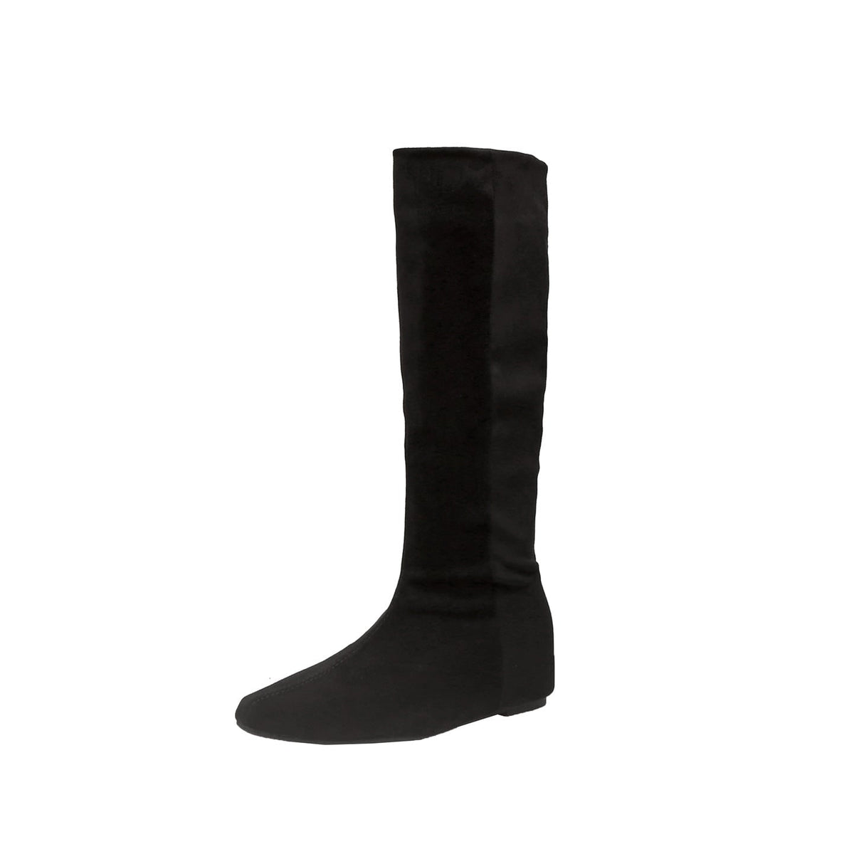 Kniehohe Stiefel mit flacher Sohle, Damen Boots Veloursoptik 4