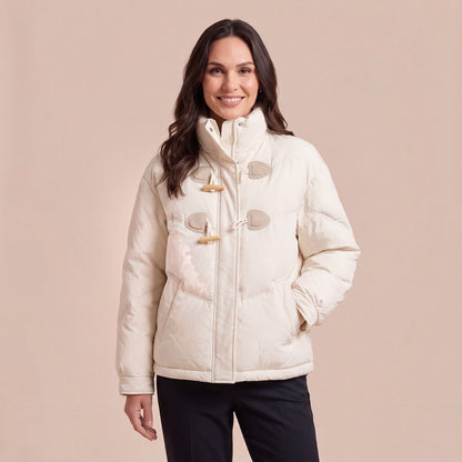 Kurze Boxy Dufflejacke im Dufflecoat-Stil mit Knebelverschlüssen und Stehkragen
