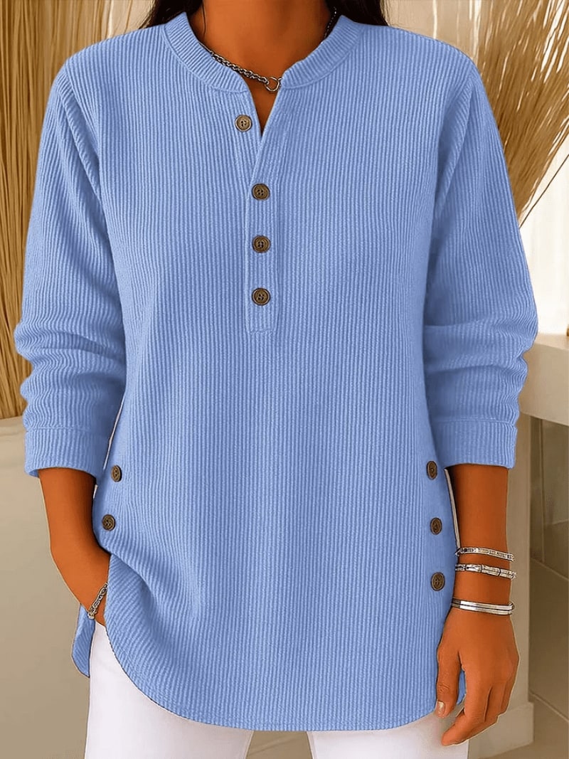 Lange Strickjacke mit Knopfleiste in Hellblau