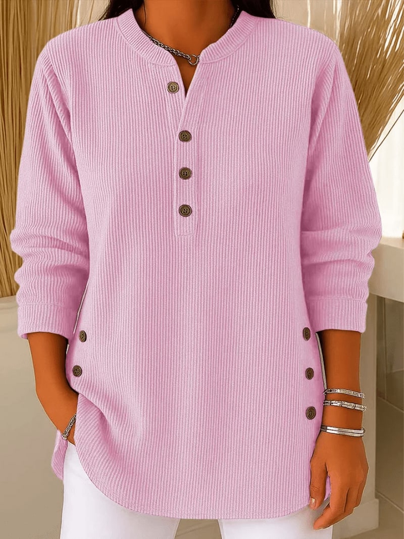 Lange Strickjacke mit Knopfleiste in Rosa