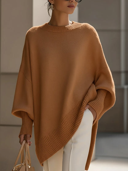 Lange Strickjacke Damenpullover in Camel