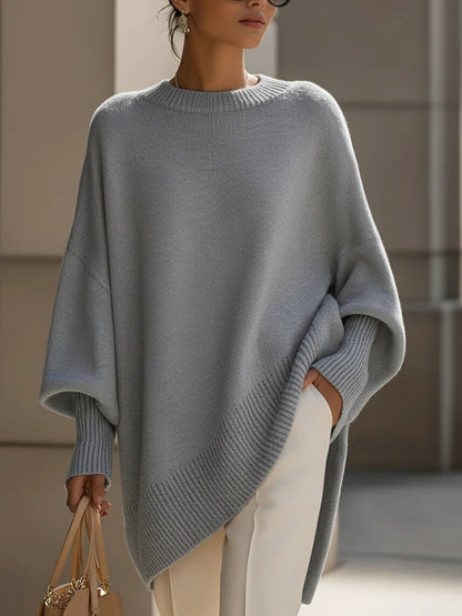 Lange Strickjacke Damenpullover in Graublau