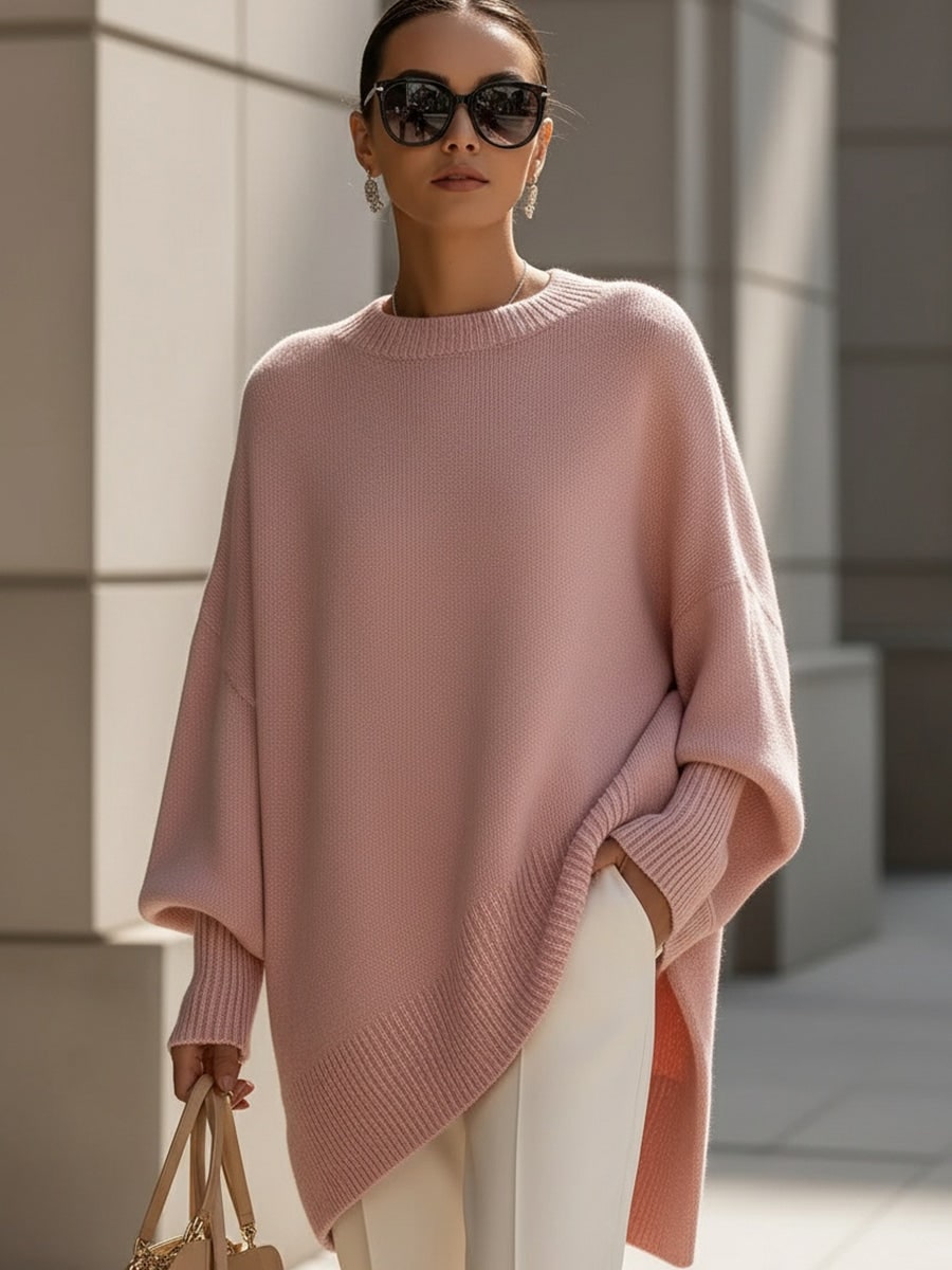 Lange Strickjacke Damenpullover in Rosa