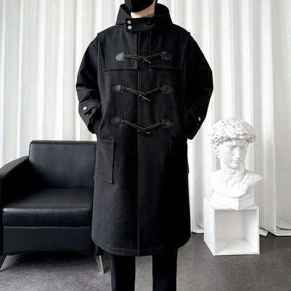 Dufflecoat Herren lang aus Wollmischung mit Kapuze 4