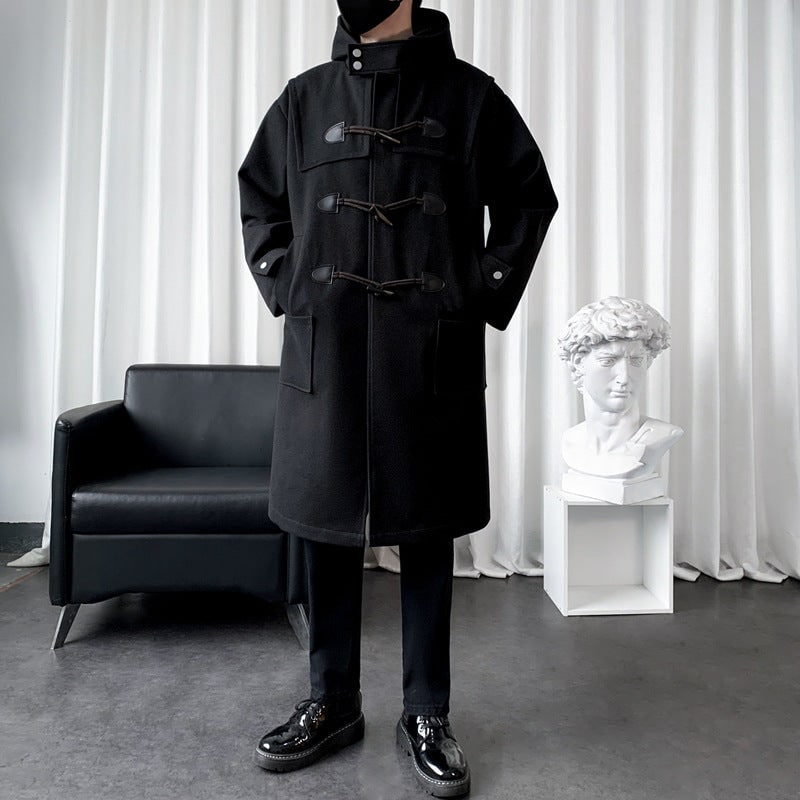 Dufflecoat Herren lang aus Wollmischung mit Kapuze 6