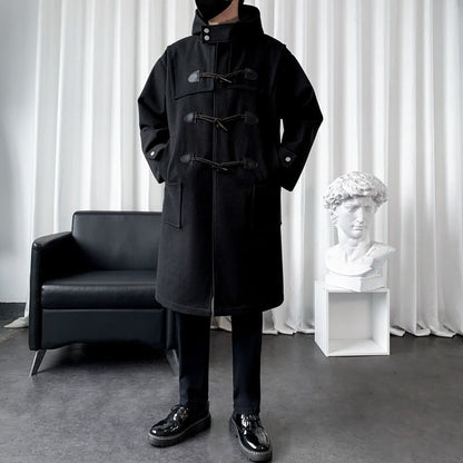Dufflecoat Herren lang aus Wollmischung mit Kapuze 6