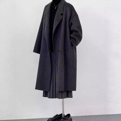 Oversize Wollmantel Damen lang mit weitem Revers 5
