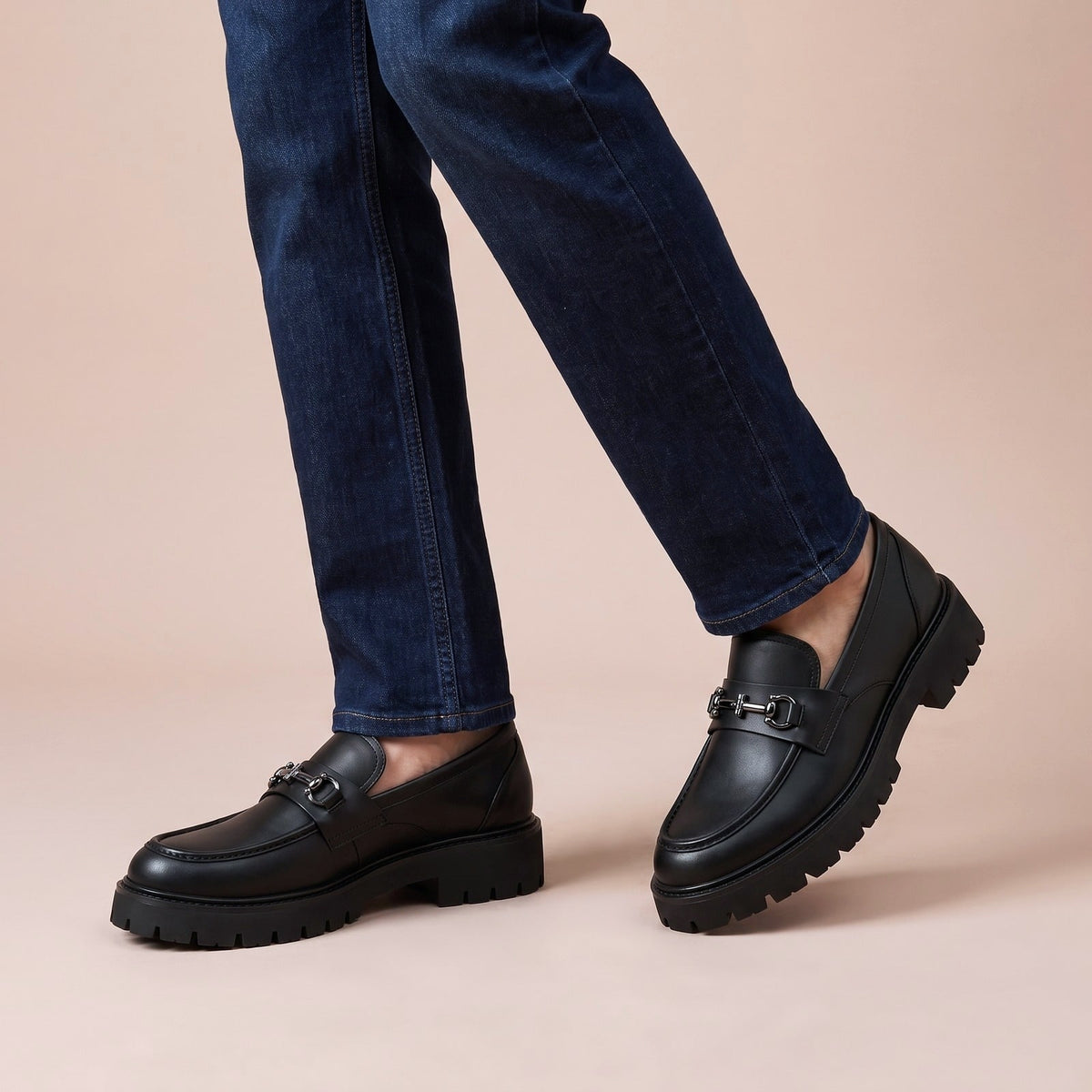 Loafers Herren in Lederoptik mit Chunky Sohle und Schnalle 1