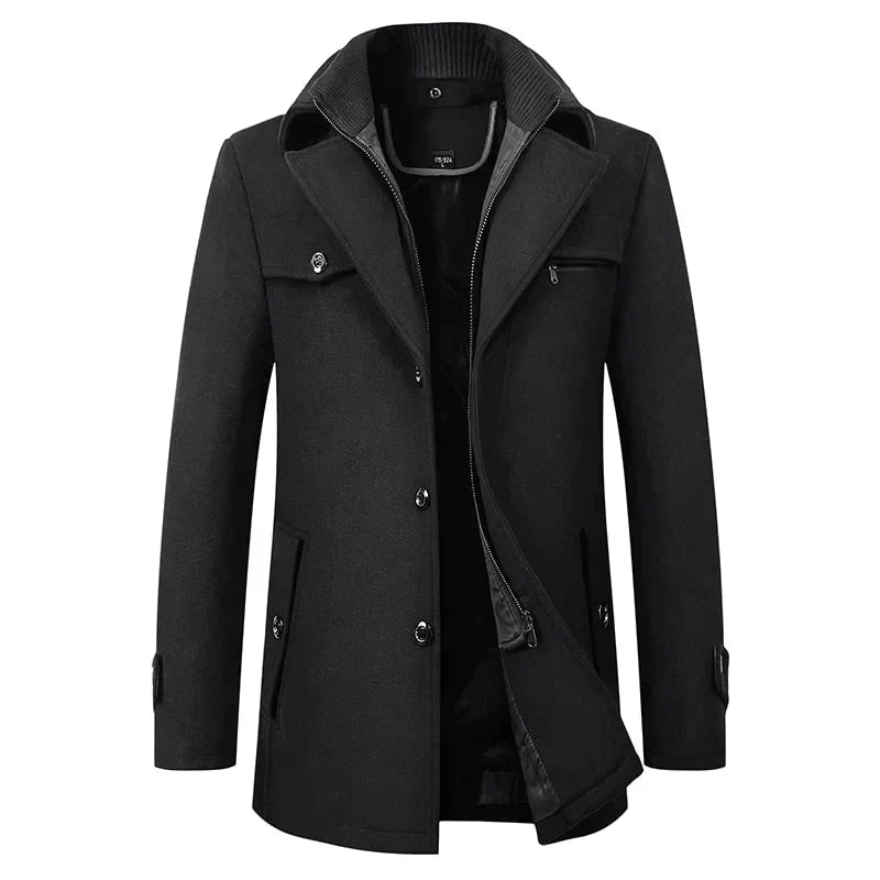 Men Coat Herren, Halblanger Men Mantel mit Reverskragen 3