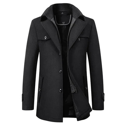 Men Coat Herren, Halblanger Men Mantel mit Reverskragen 3