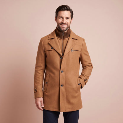 Men Coat Herren, Halblanger Men Mantel mit Reverskragen 1