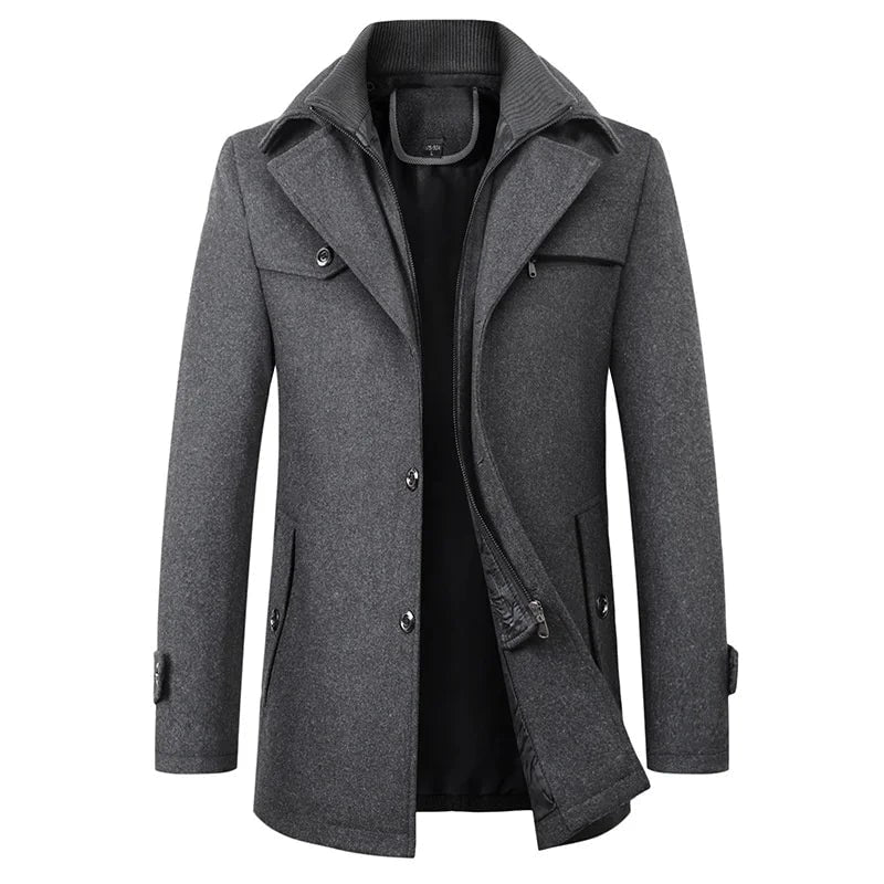 Men Coat Herren, Halblanger Men Mantel mit Reverskragen 4