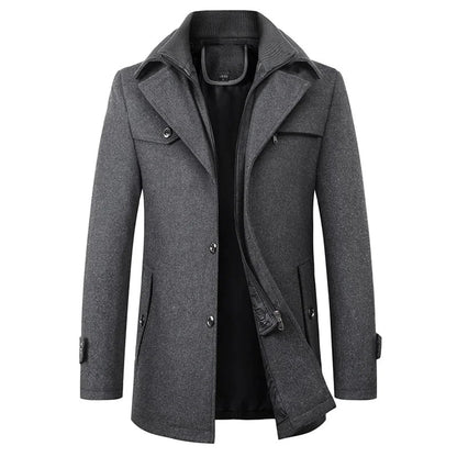 Men Coat Herren, Halblanger Men Mantel mit Reverskragen 4