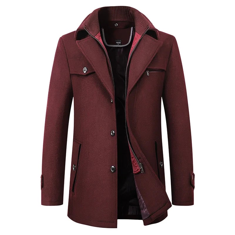 Men Coat Herren, Halblanger Men Mantel mit Reverskragen 6