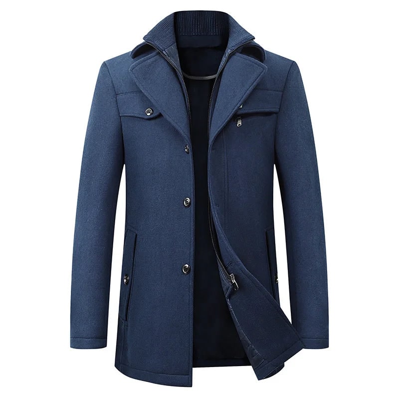 Men Coat Herren, Halblanger Men Mantel mit Reverskragen 5