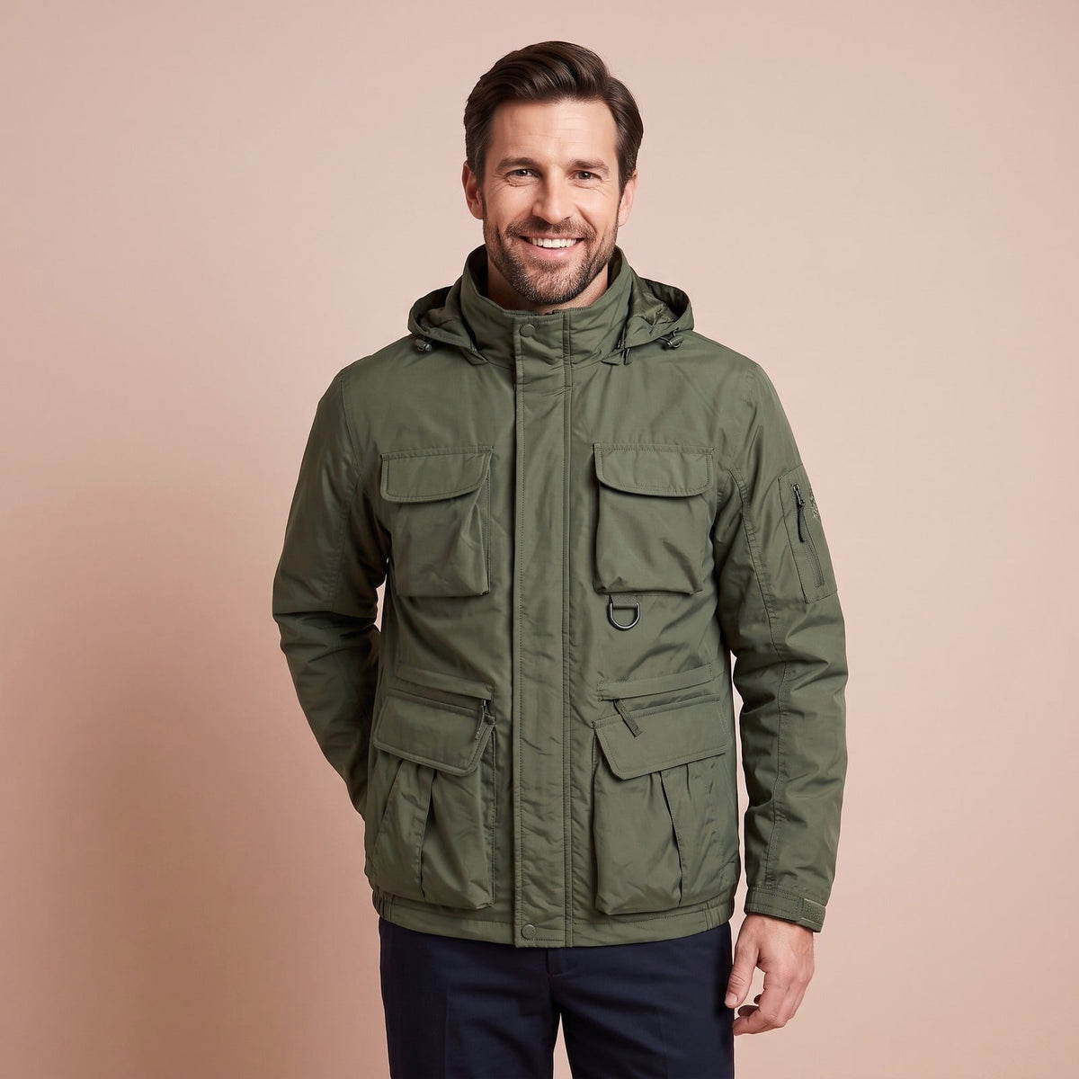 Men Coat Herren, Wasserdicht Mantel mit Kapuze und Taschen 1