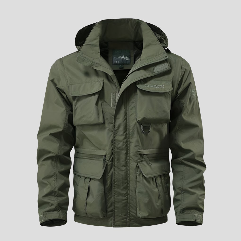 Men Coat Herren, Wasserdicht Mantel mit Kapuze und Taschen 2