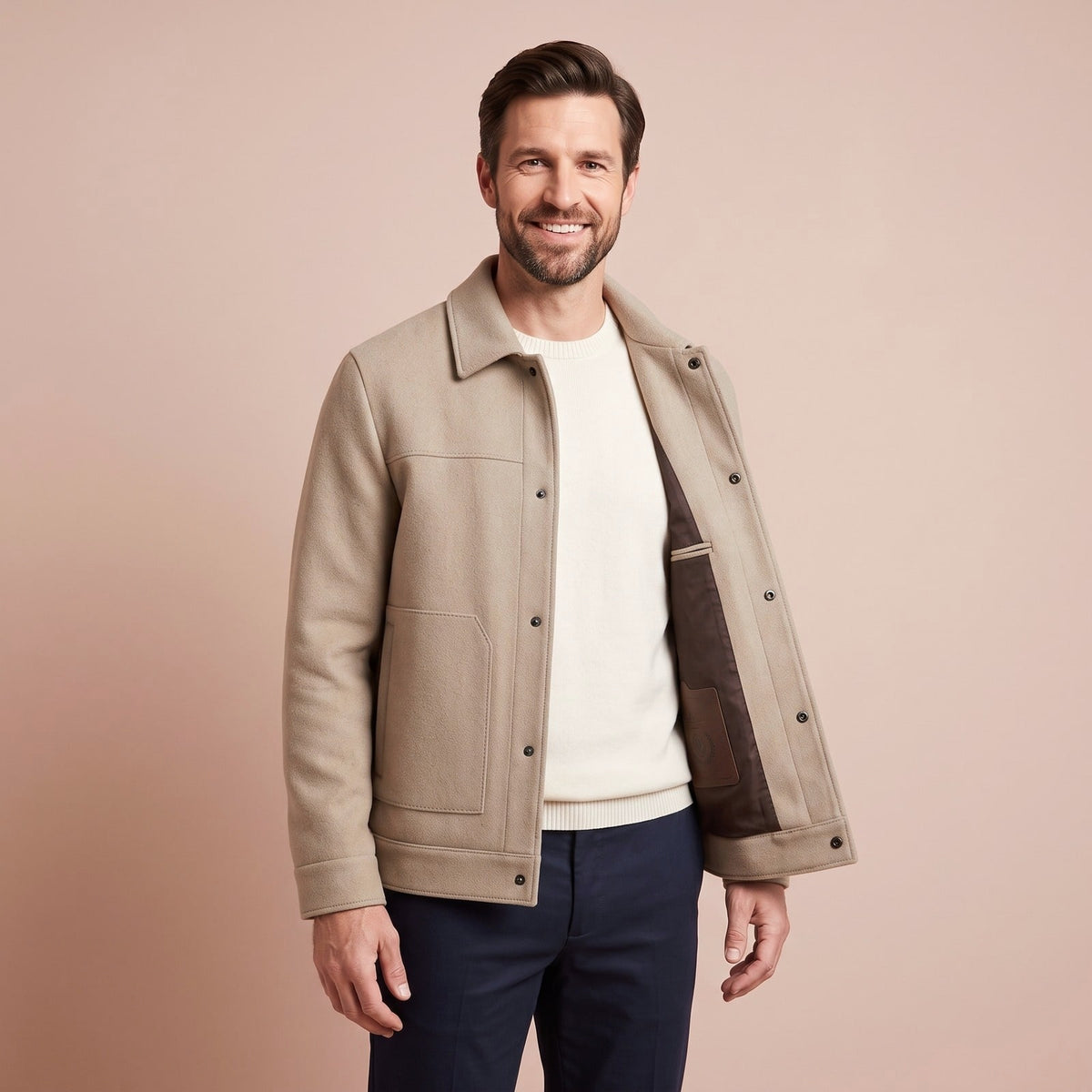 Men Jacke aus Wollmischung, Kurzer Men Mantel Herren 1