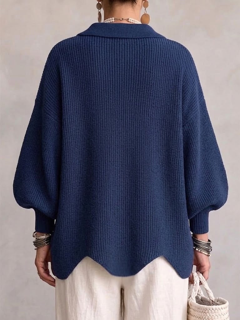 Oversized Cardigan in Marineblau von hinten 3