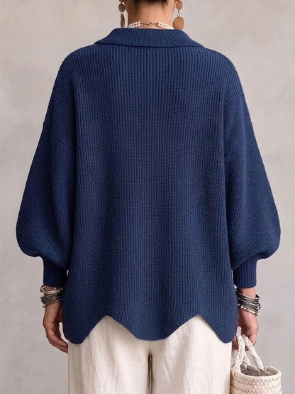 Oversized Cardigan in Marineblau von hinten 3