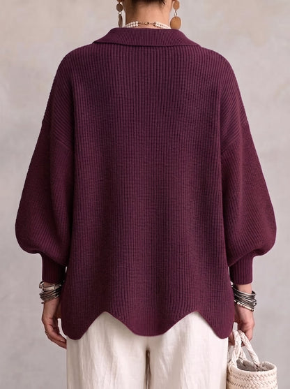 Oversized Cardigan in Bordeaux von hinten 5