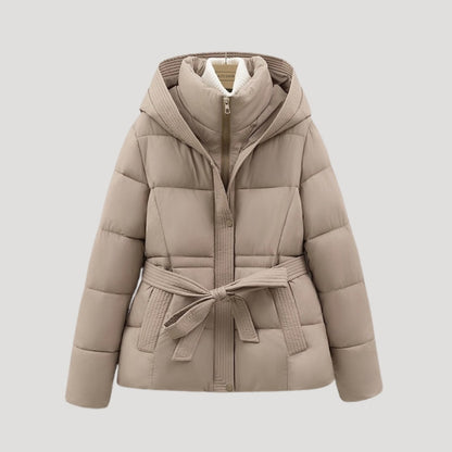 Puffer Jacket Damen mit Kapuze und Gürtel, Steppjacke 5
