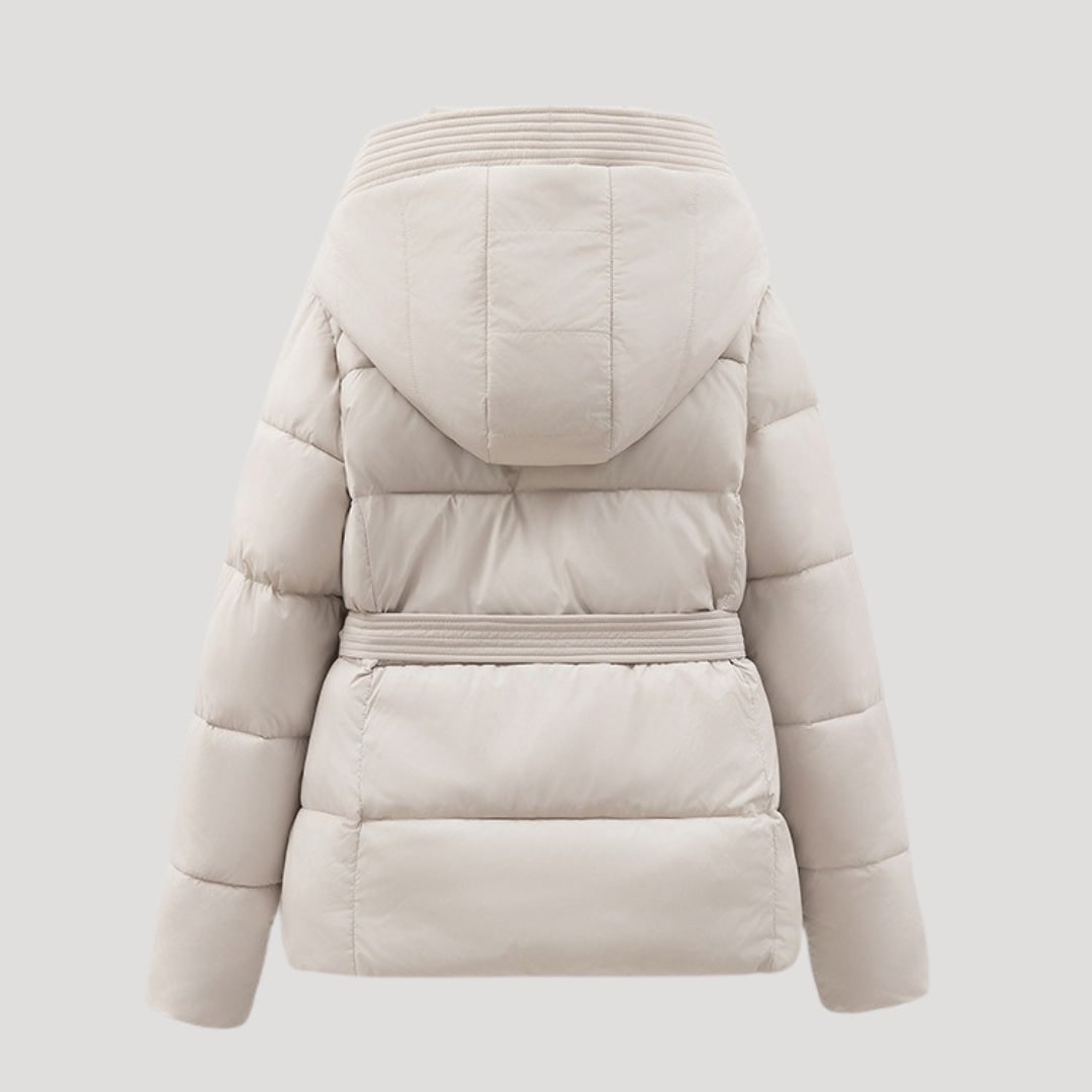 Puffer Jacket Damen mit Kapuze und Gürtel, Steppjacke 6