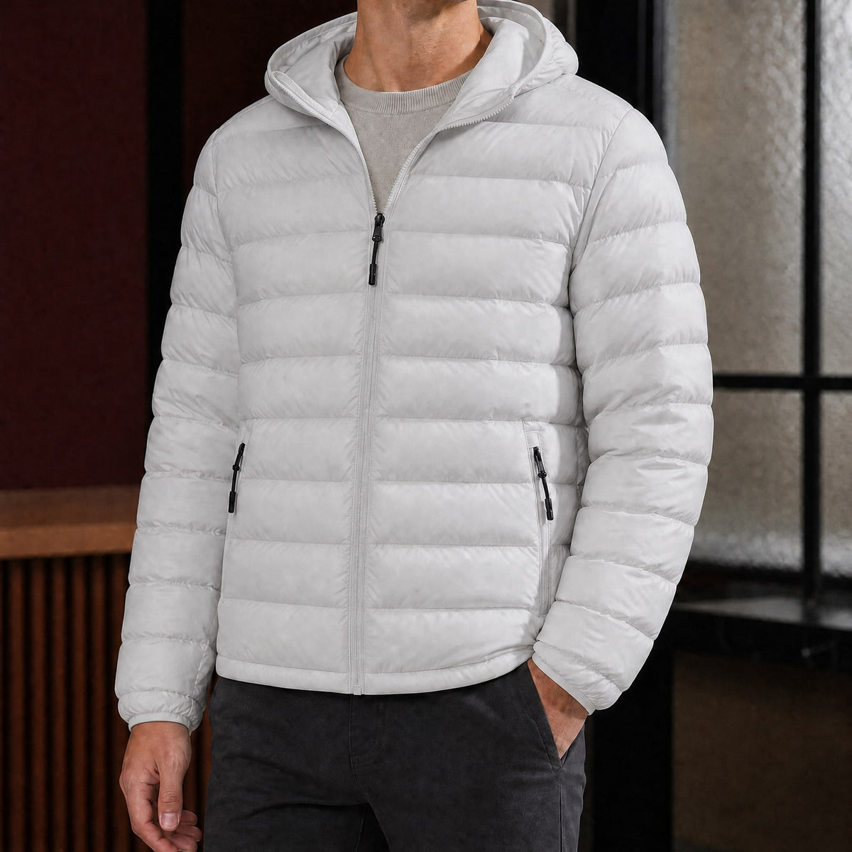 Leichte Puffer Jacket für Herren mit Kapuze, Ansicht 3