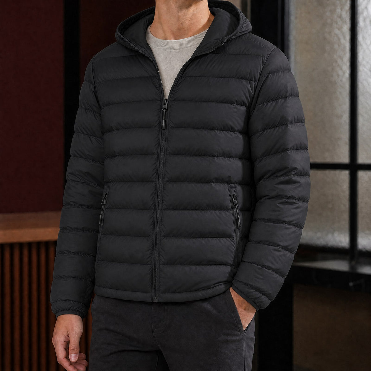 Leichte Puffer Jacket für Herren mit Kapuze, Ansicht 4