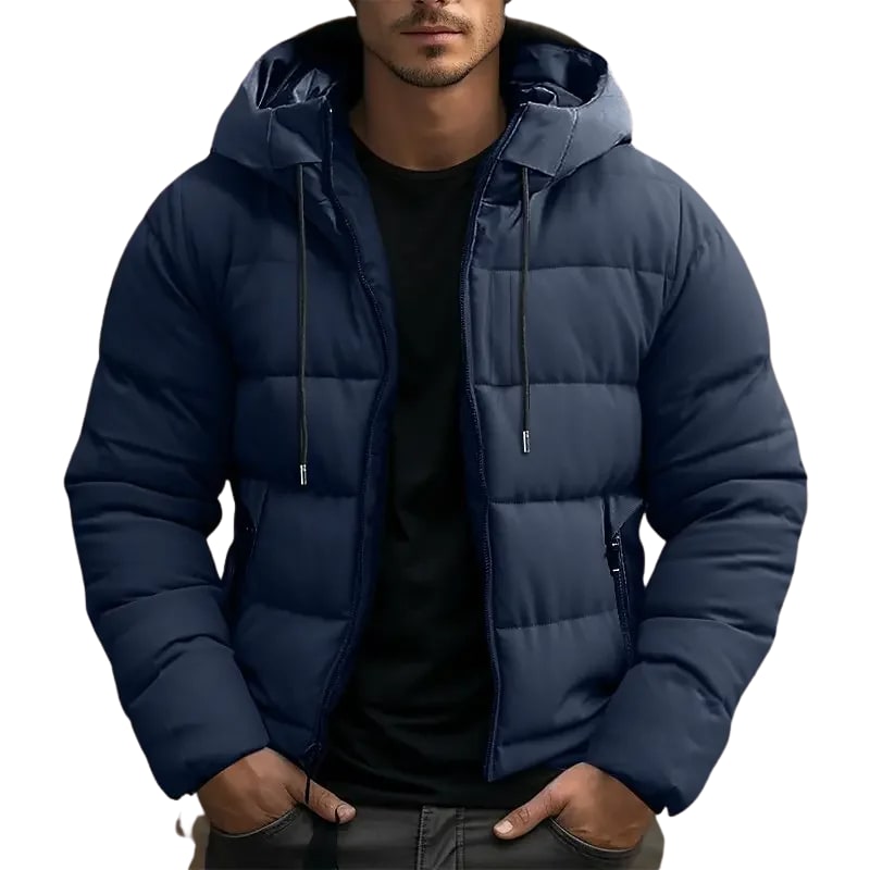 Puffer Jacket Herren mit Kapuze, Warme Daunenjacke 2