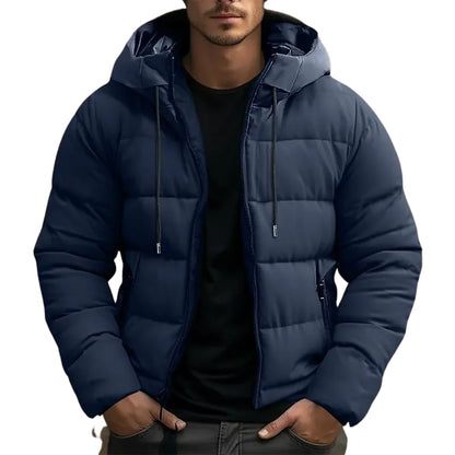 Puffer Jacket Herren mit Kapuze, Warme Daunenjacke 2