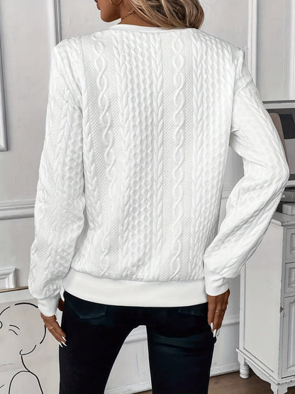 Pullover Damen mit Zopfmuster und Halbreißverschluss 3