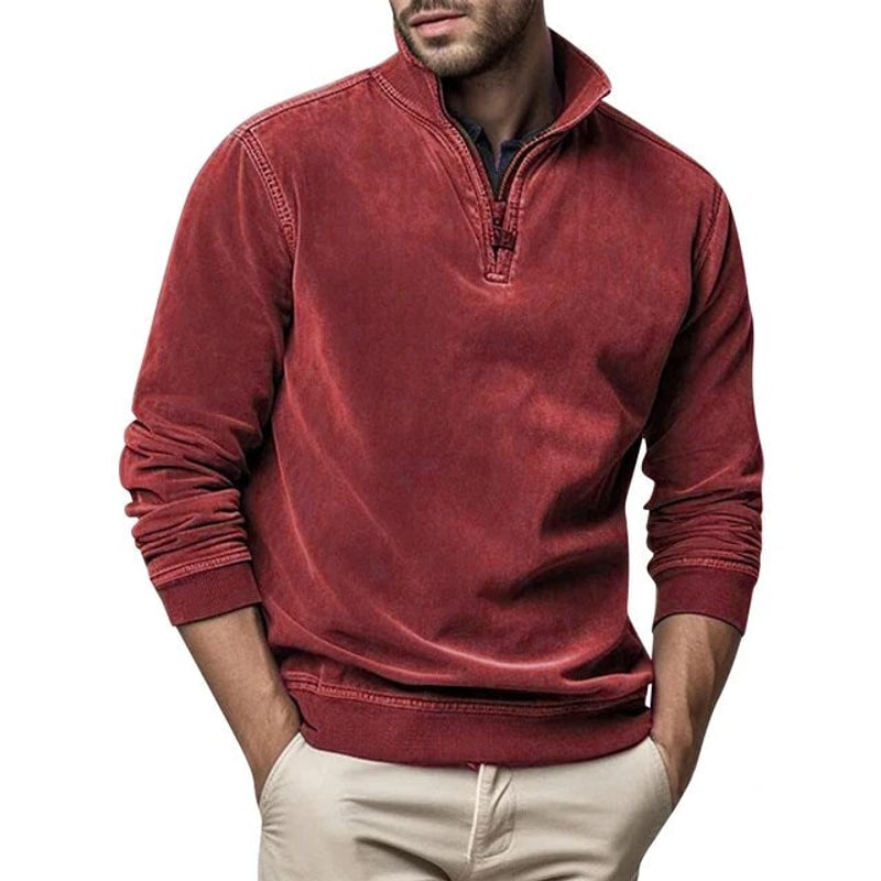 Quarter Zip Herren, Freizeit Pullover mit Stehkragen 3