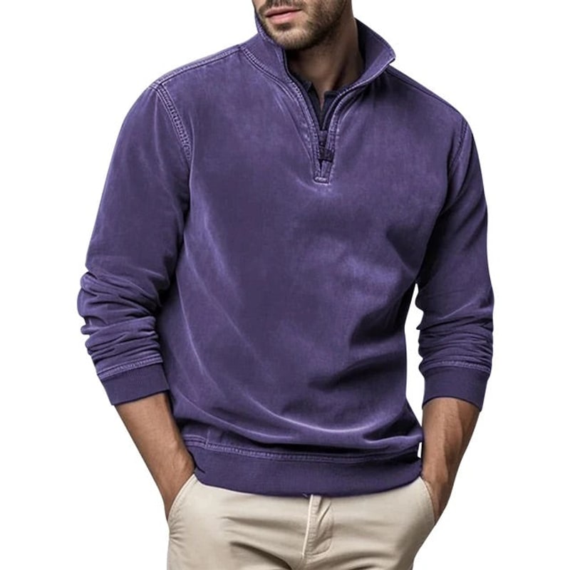 Quarter Zip Herren, Freizeit Pullover mit Stehkragen 4