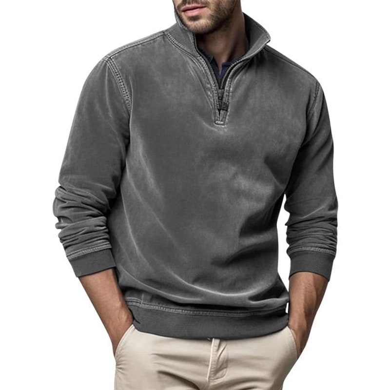 Quarter Zip Herren, Freizeit Pullover mit Stehkragen 5