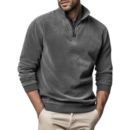 Quarter Zip Herren, Freizeit Pullover mit Stehkragen 5
