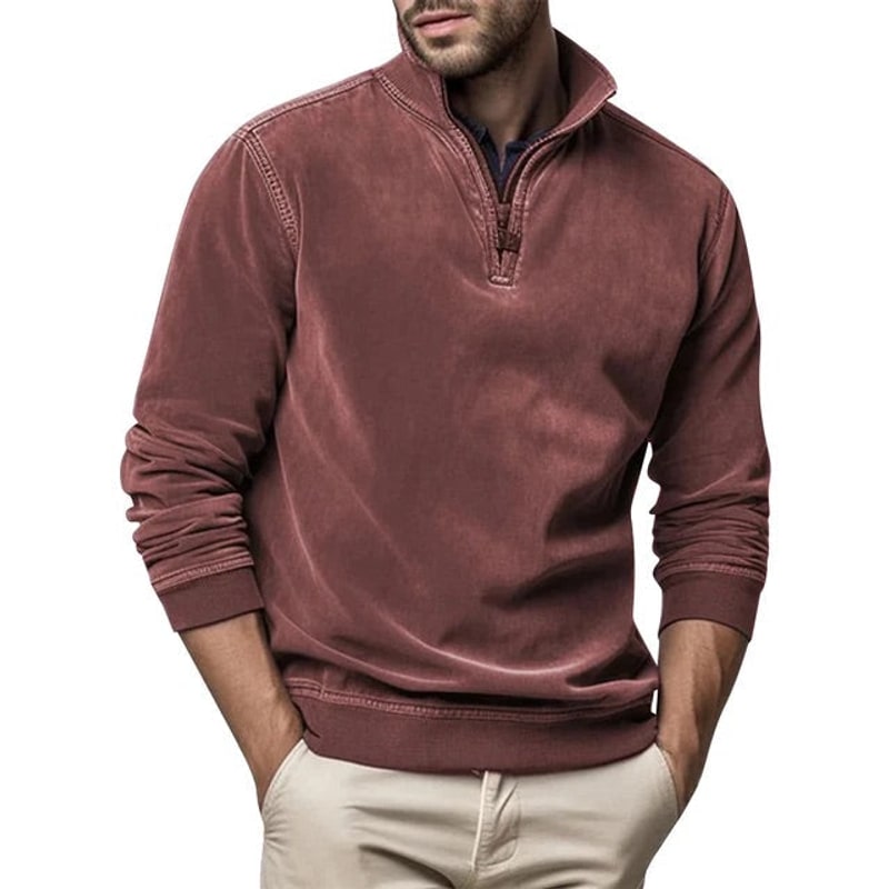 Quarter Zip Herren, Freizeit Pullover mit Stehkragen 6