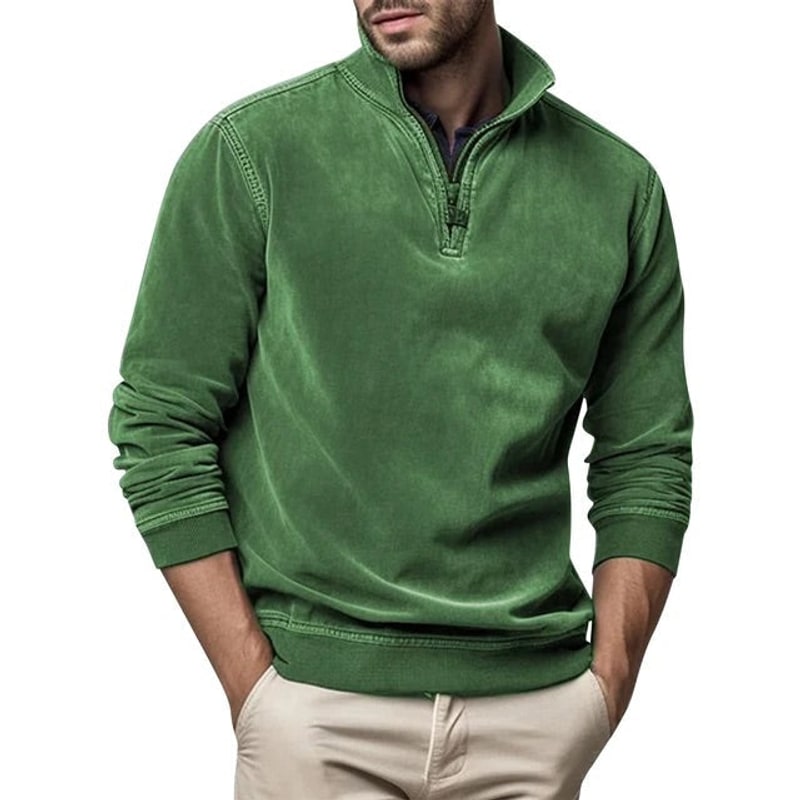 Quarter Zip Herren, Freizeit Pullover mit Stehkragen 7