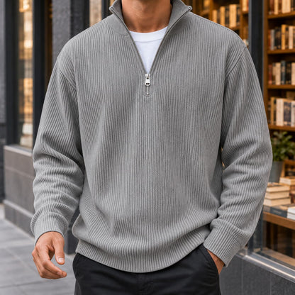 Gerippter Quarter Zip Sweater für Herren, Ansicht 4