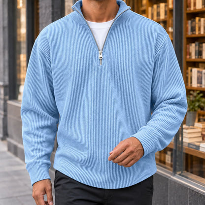 Gerippter Quarter Zip Sweater für Herren, Ansicht 3