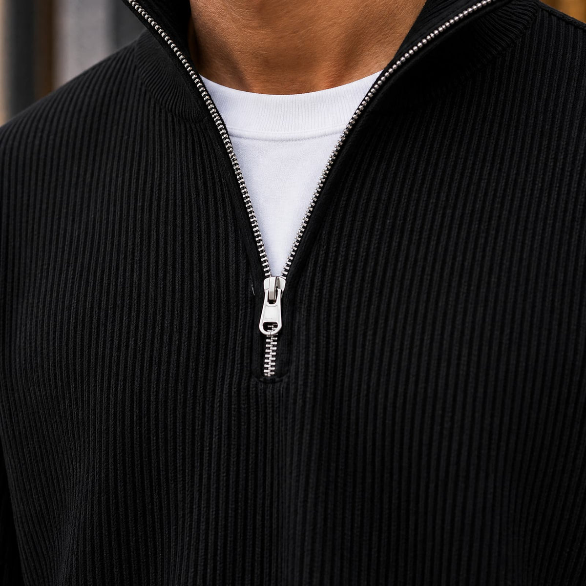 Gerippter Quarter Zip Sweater für Herren, Ansicht 2