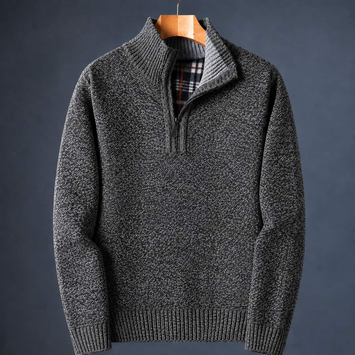 Quarter Zip Sweater für Herren aus Grobstrick, Ansicht 3
